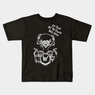 Heavy Metal Headbanger Gift Drummer Possum Playing Drums Kids T-Shirt